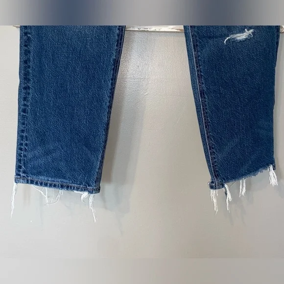 AE Strigid Super High-Waisted Ripped Ankle Straight Jean Sz 2 - Picture 4 of 10